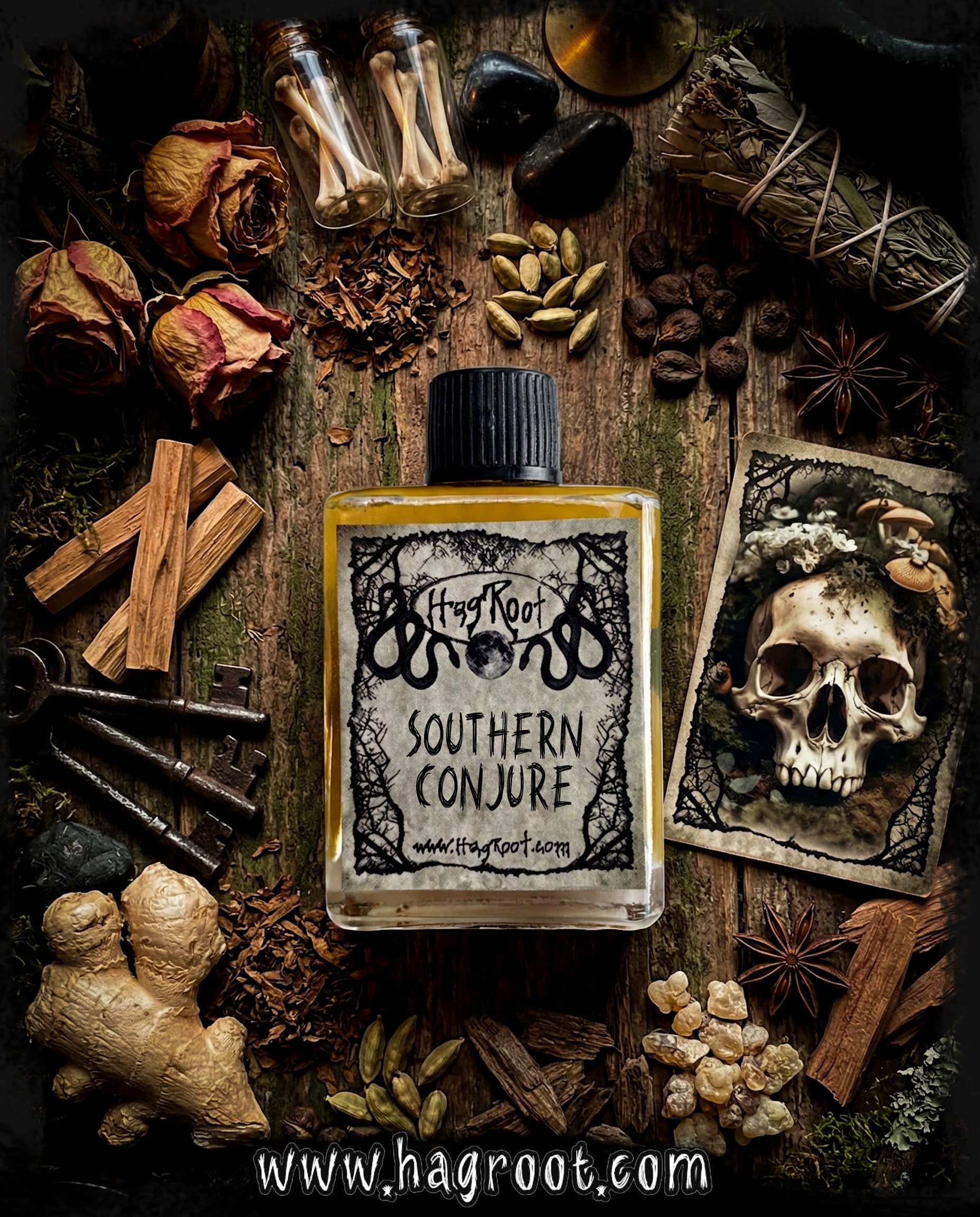 SOUTHERN CONJURE-(Magnolia Blossoms, Cypress, Spanish Moss, Charred Ritual Wood)-Perfume, Cologne, Anointing, Ritual Oil