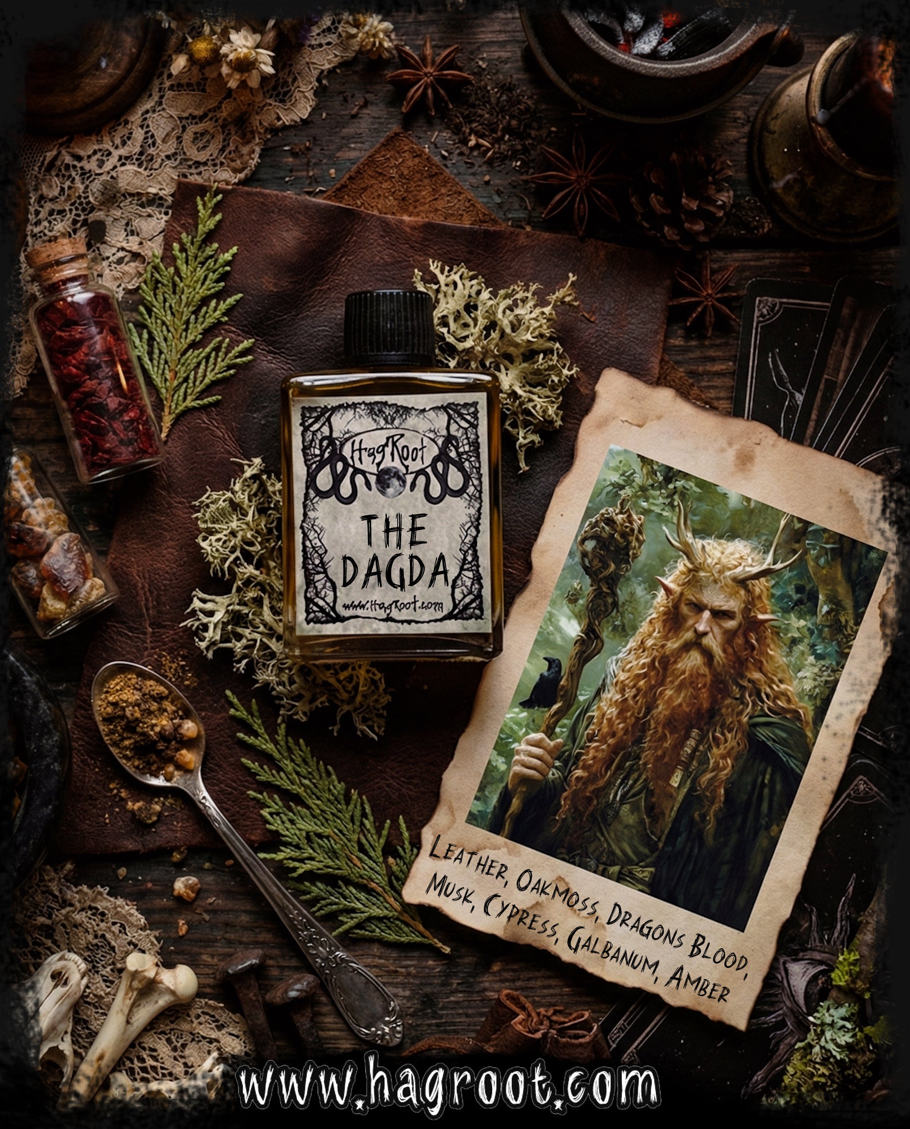 THE DAGDA-(Leather, Oakmoss, Dragons Blood, Musk, Cypress, Galbanum, Amber)-Perfume, Cologne, Anointing, Ritual Oil