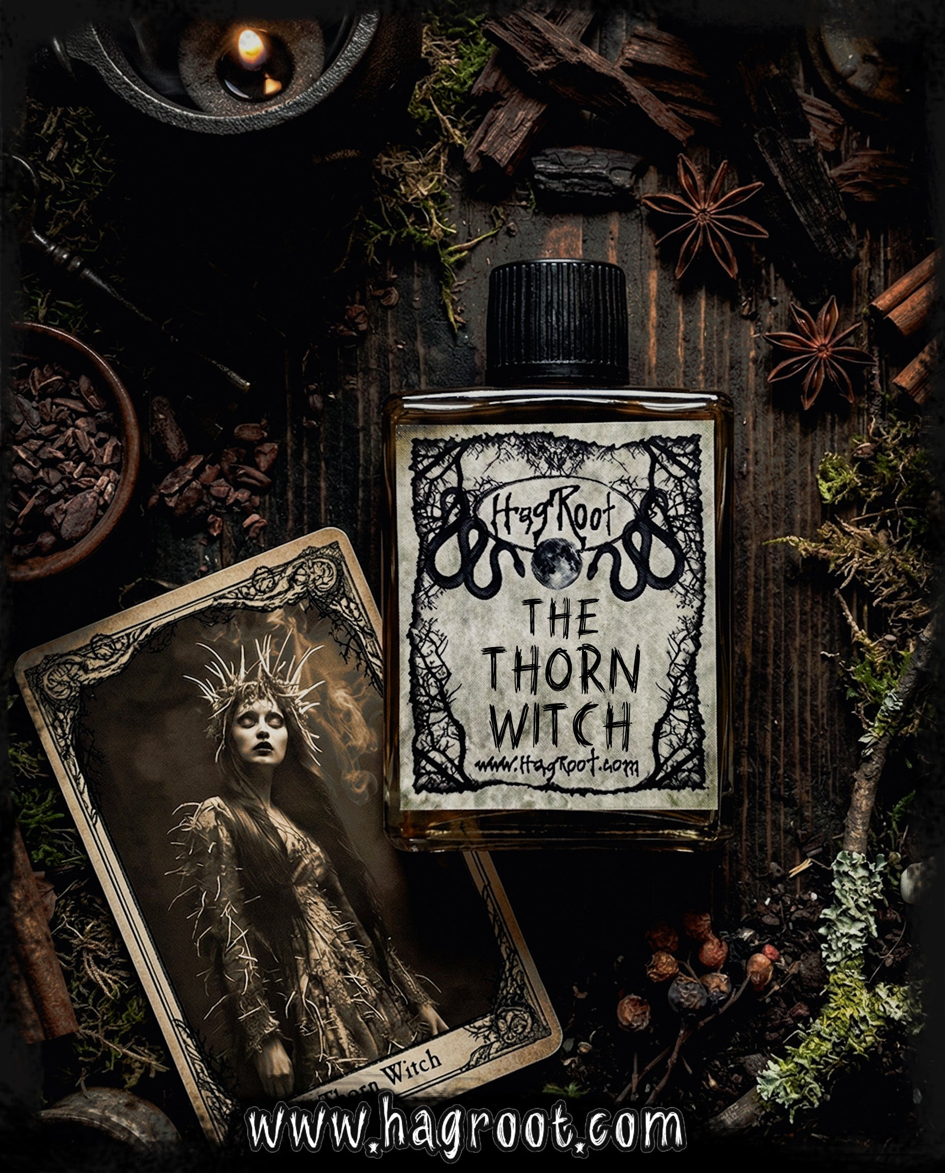 THE THORN WITCH-(Haunted Woods, Dark Spices, Sacred Cacao, Ritual Smoke)-Perfume, Cologne, Anointing, Ritual Oil