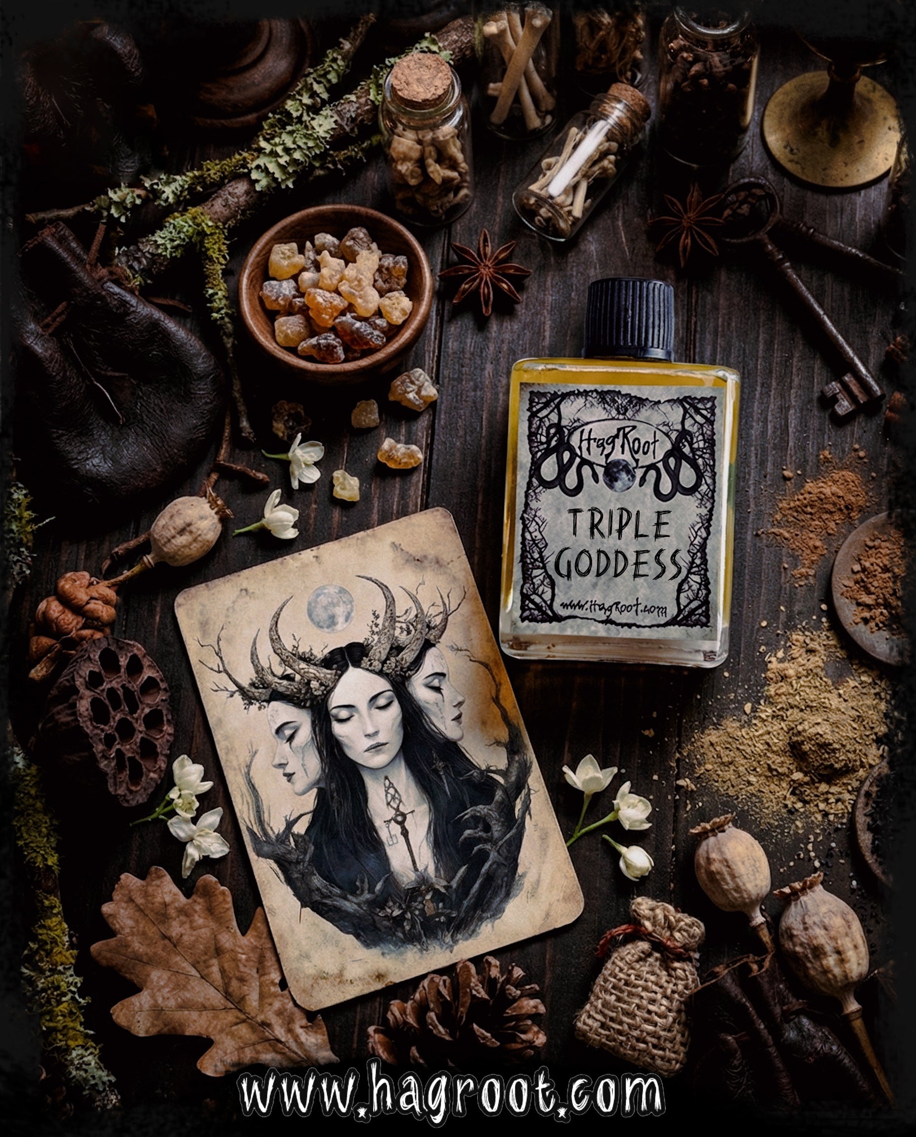 TRIPLE GODDESS-(Amber, Sandalwood, Mandarin Orange, Oak, Jasmine, Clove, Pine)-Perfume, Cologne, Anointing, Ritual Oil