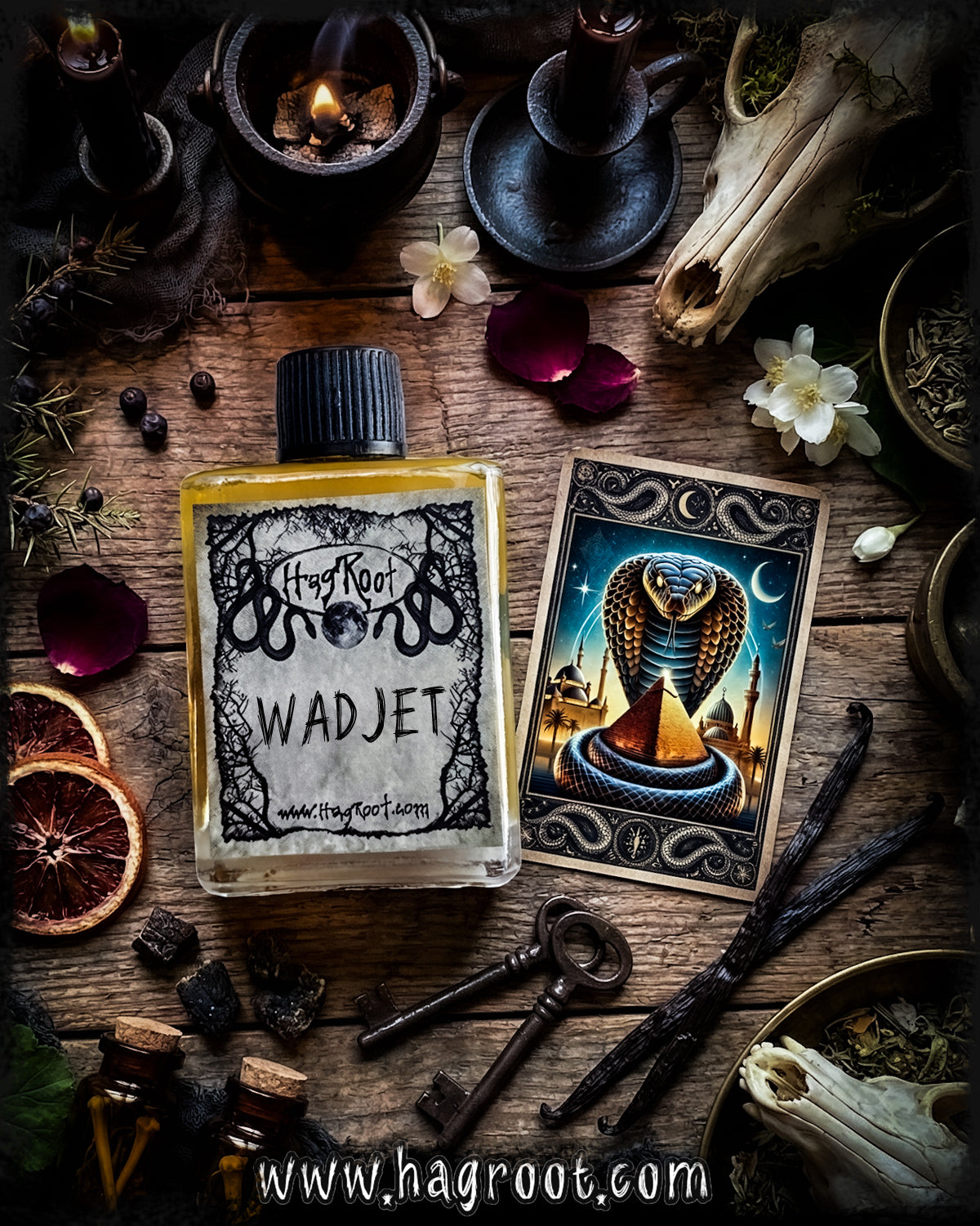 WADJET-(Vanilla, Patchouli, Juniper, Rose, Jasmine, Lilac, Blood Orange, Geranium, Dark Musk)-Perfume, Cologne, Anointing, Ritual Oil
