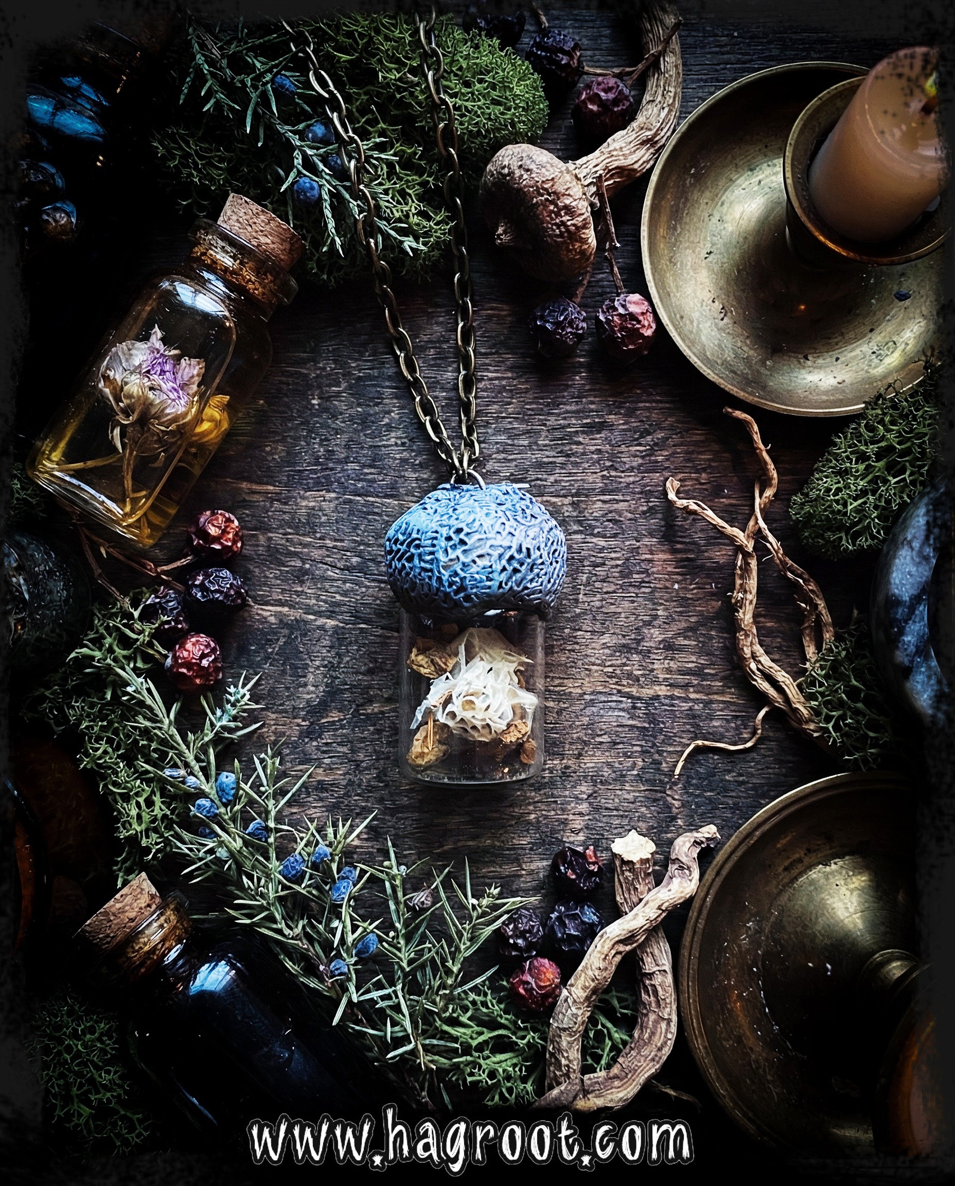 Conjure Necklace with Mandrake Root, Rose Quartz and Snake Skin for Love, Protection + Spiritual Connection