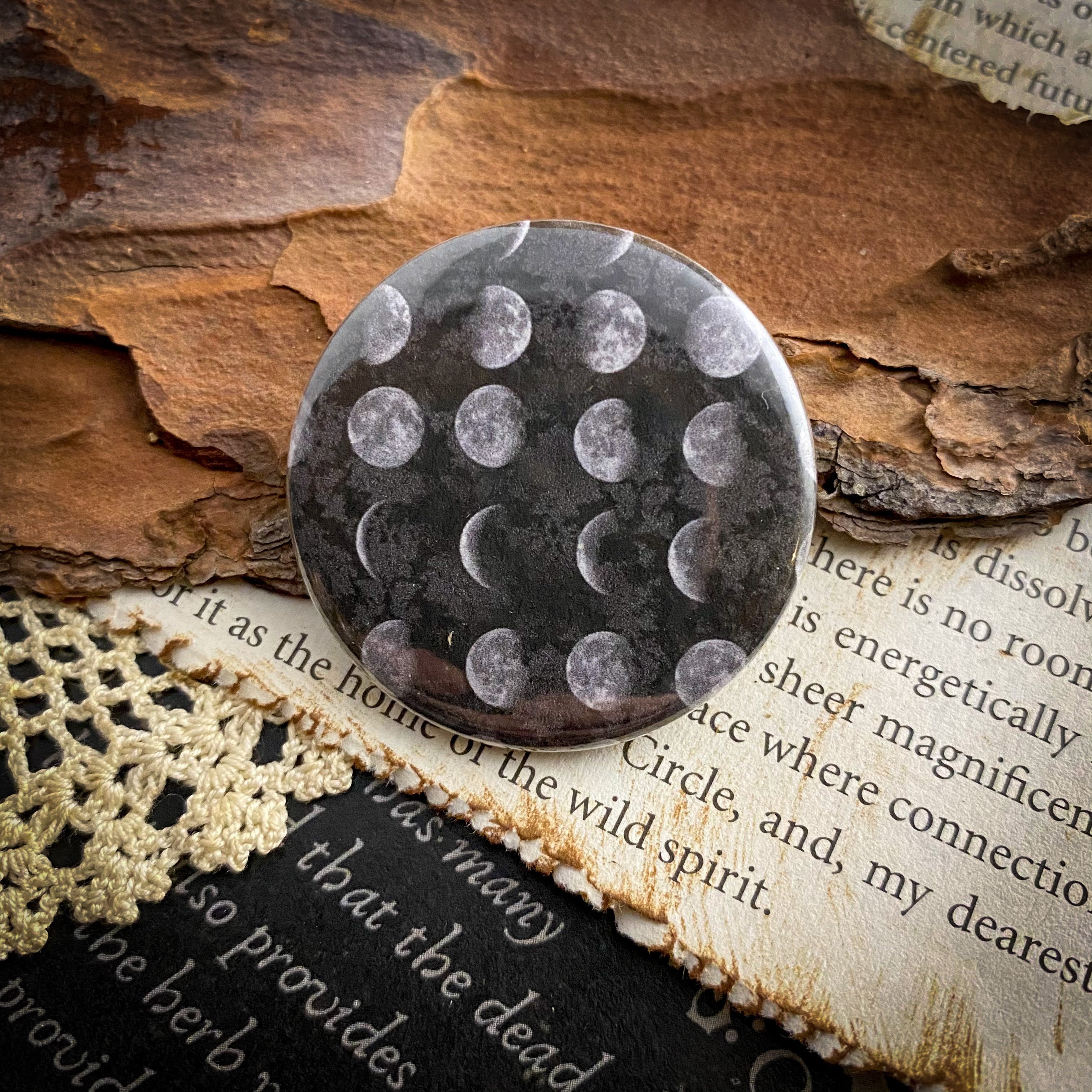 Moon Phases - 1.5" Pin Back Button