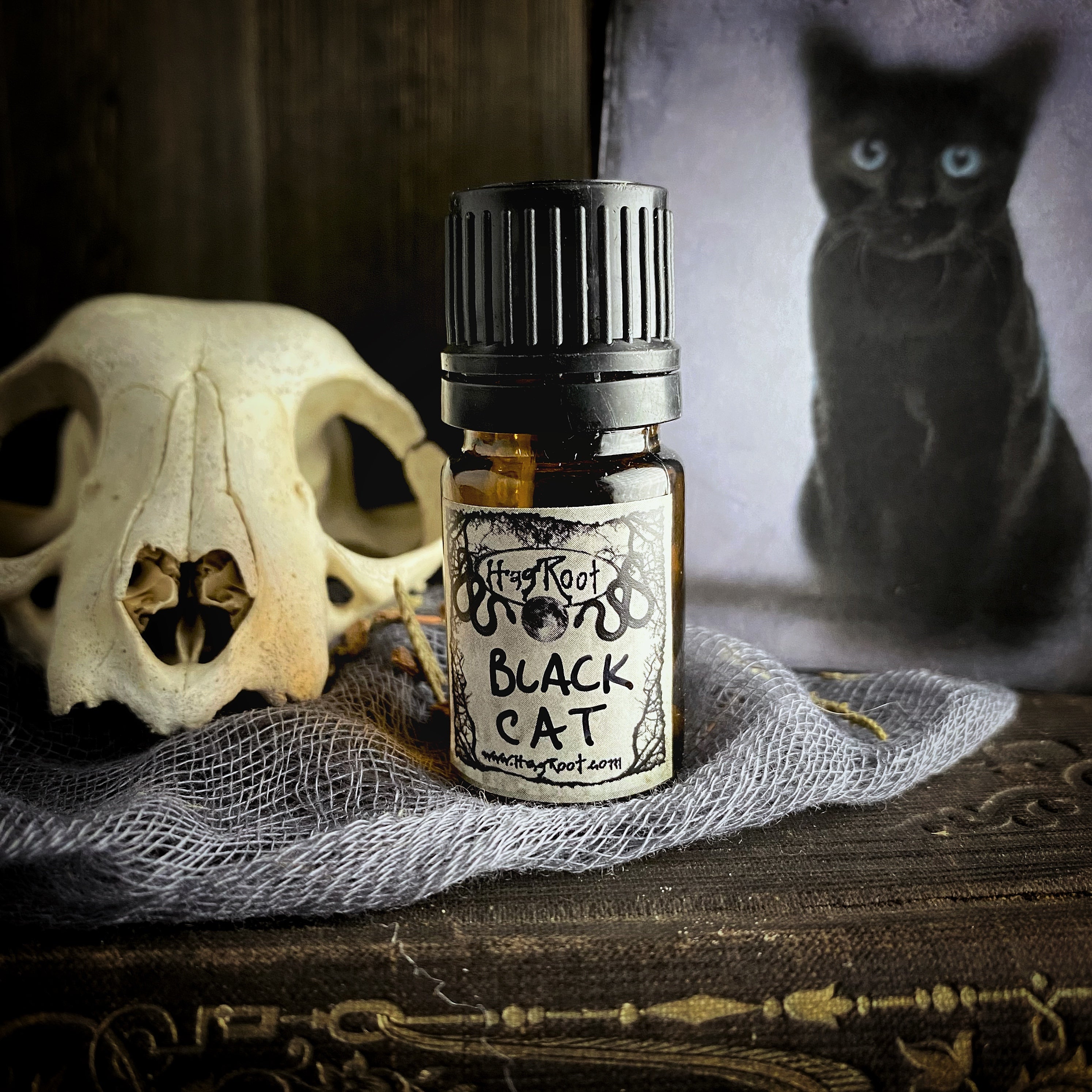 BLACK CAT-(Black Leather, Black Tea Leaves, Dark Patchouli, Smoked Woods)-2021 Edition-Perfume, Cologne, Anointing, Ritual Oil
