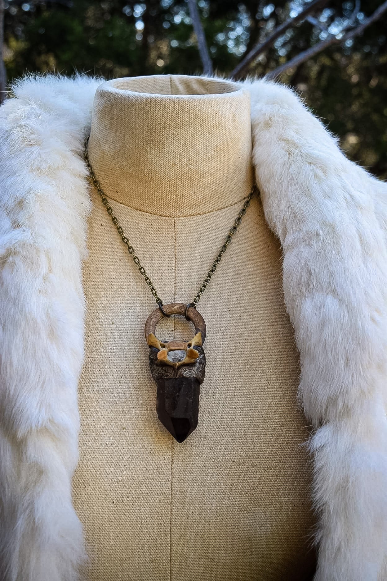 Crystal and Bone Necklace for Connecting with Nature, Wild Creativity and Growth