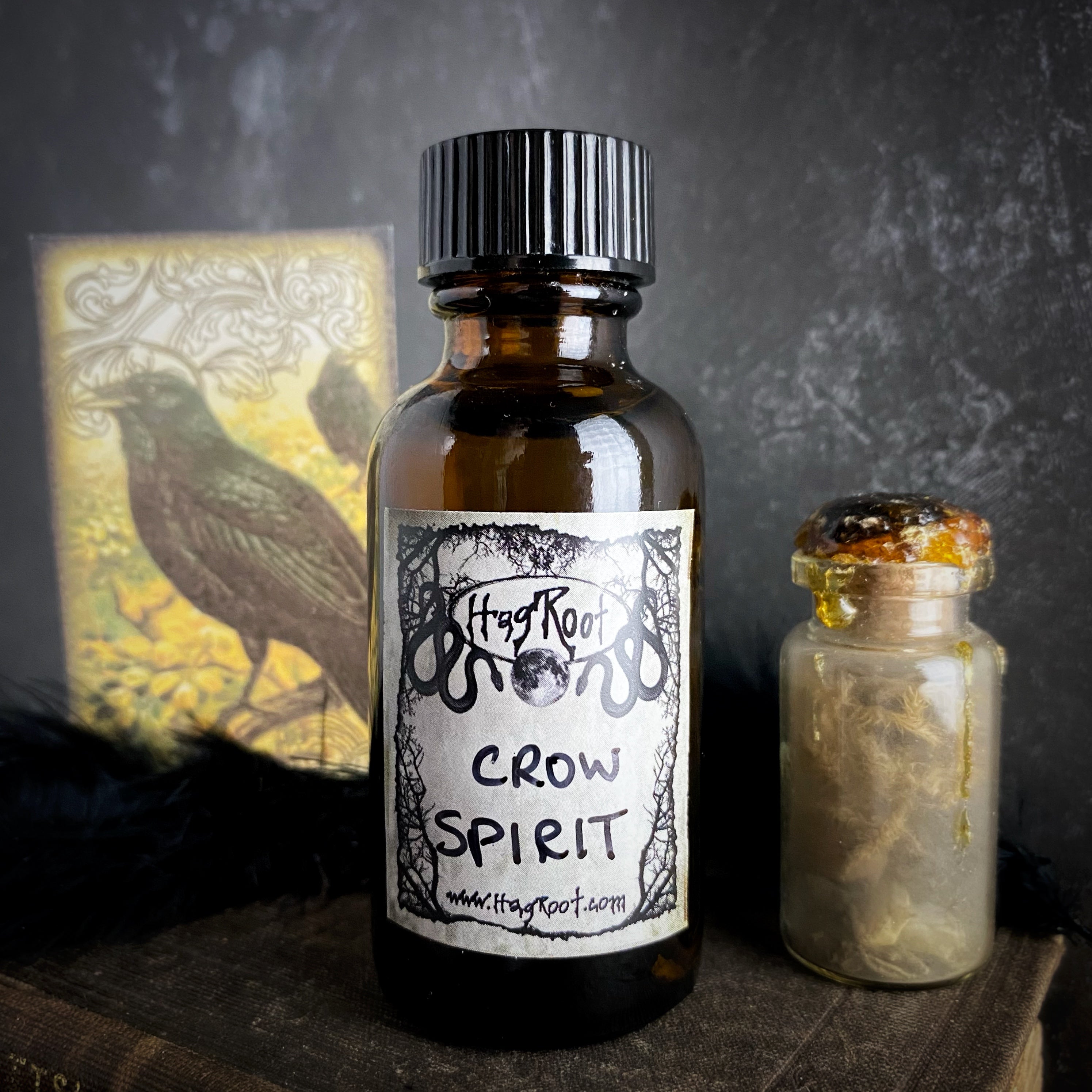CROW SPIRIT-(Black Tea Leaves, Aged Leather, Black Pine, Charred Wood, Honey, Autumn Spices)-Perfume, Cologne, Anointing, Ritual Oil