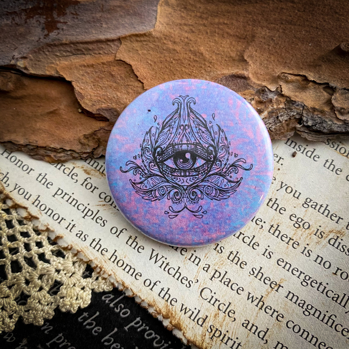 Eye Button Pin Psychic Eye - Hand Pressed Button/Pin - 1.5