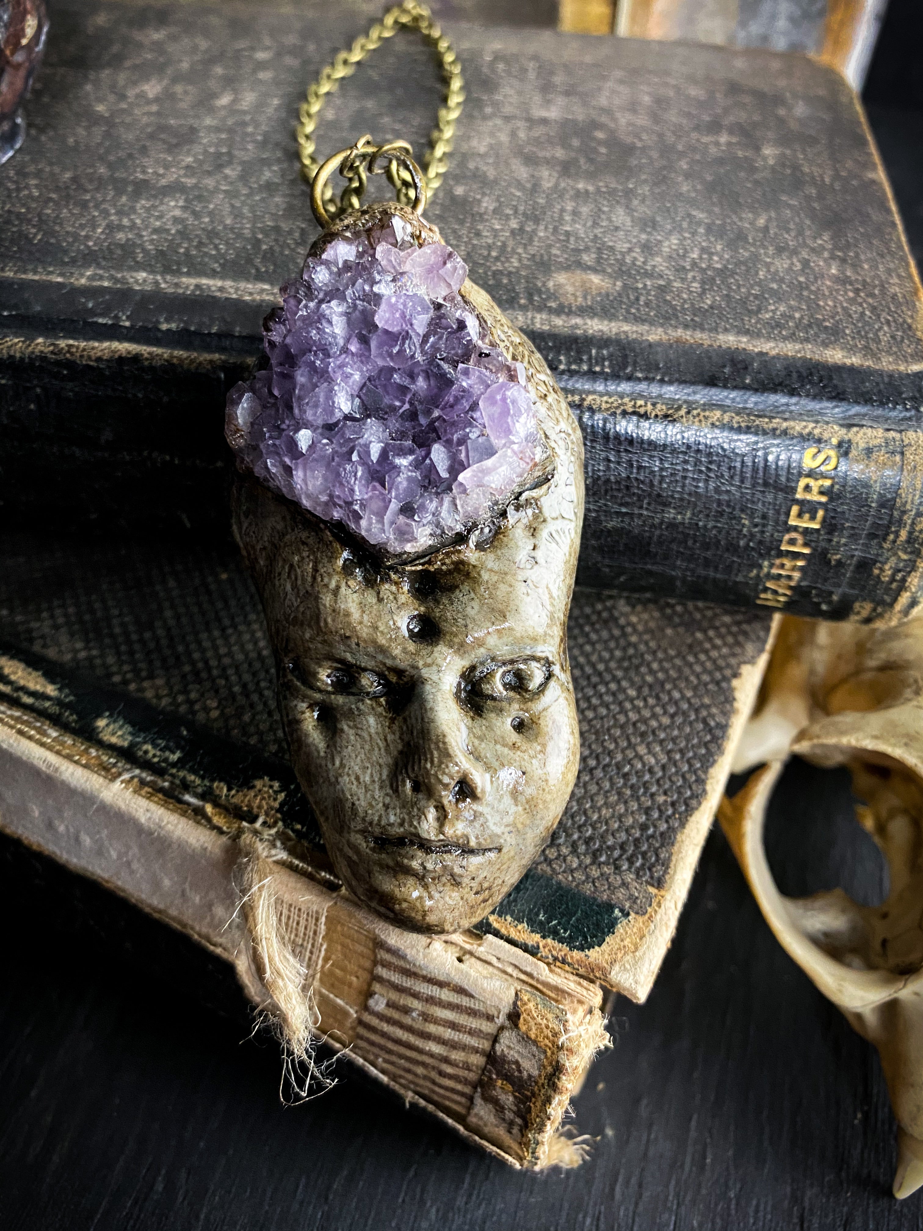 Ignite Your Sacred Energy - Clay and Amethyst Necklace