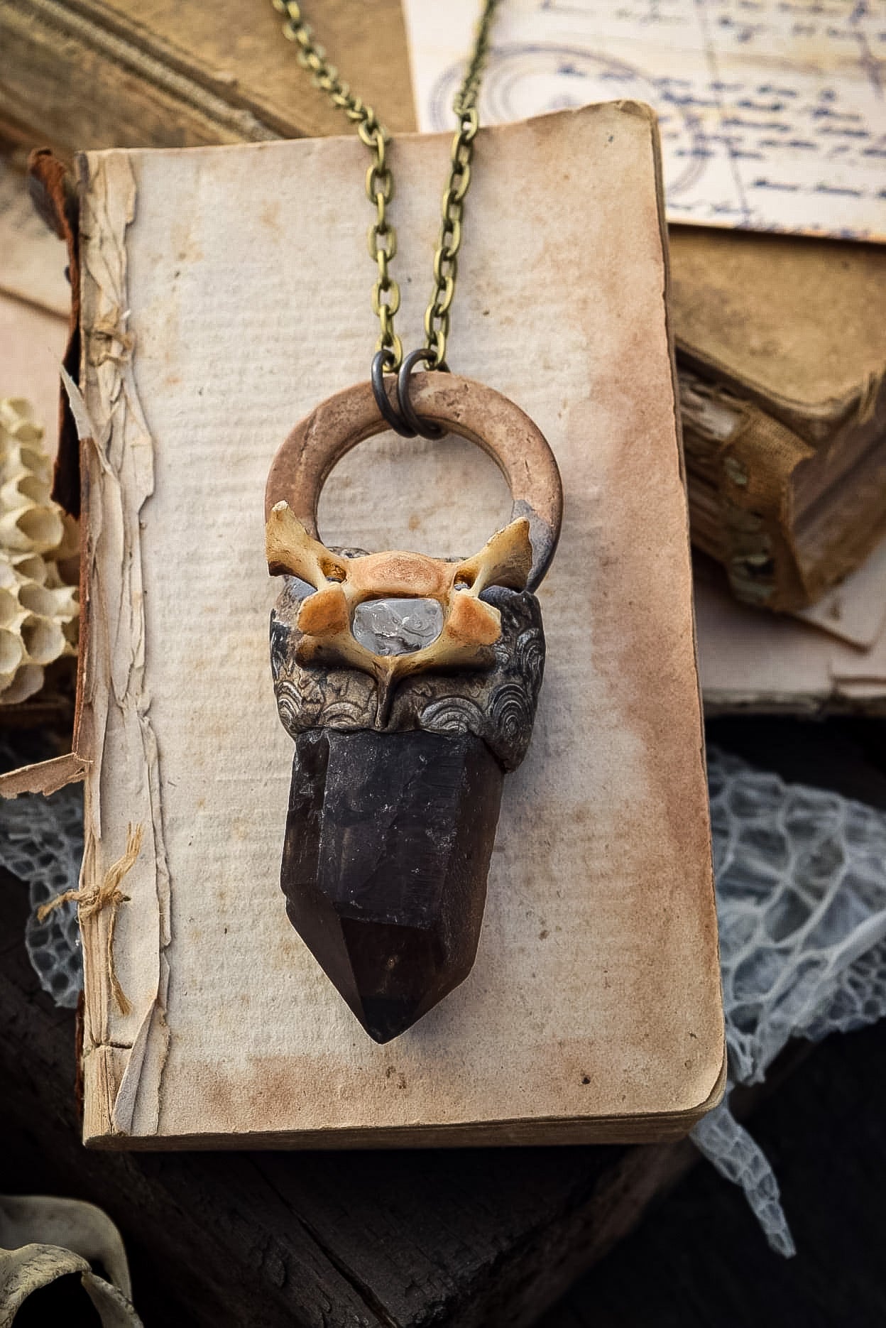 Crystal and Bone Necklace for Connecting with Nature, Wild Creativity and Growth