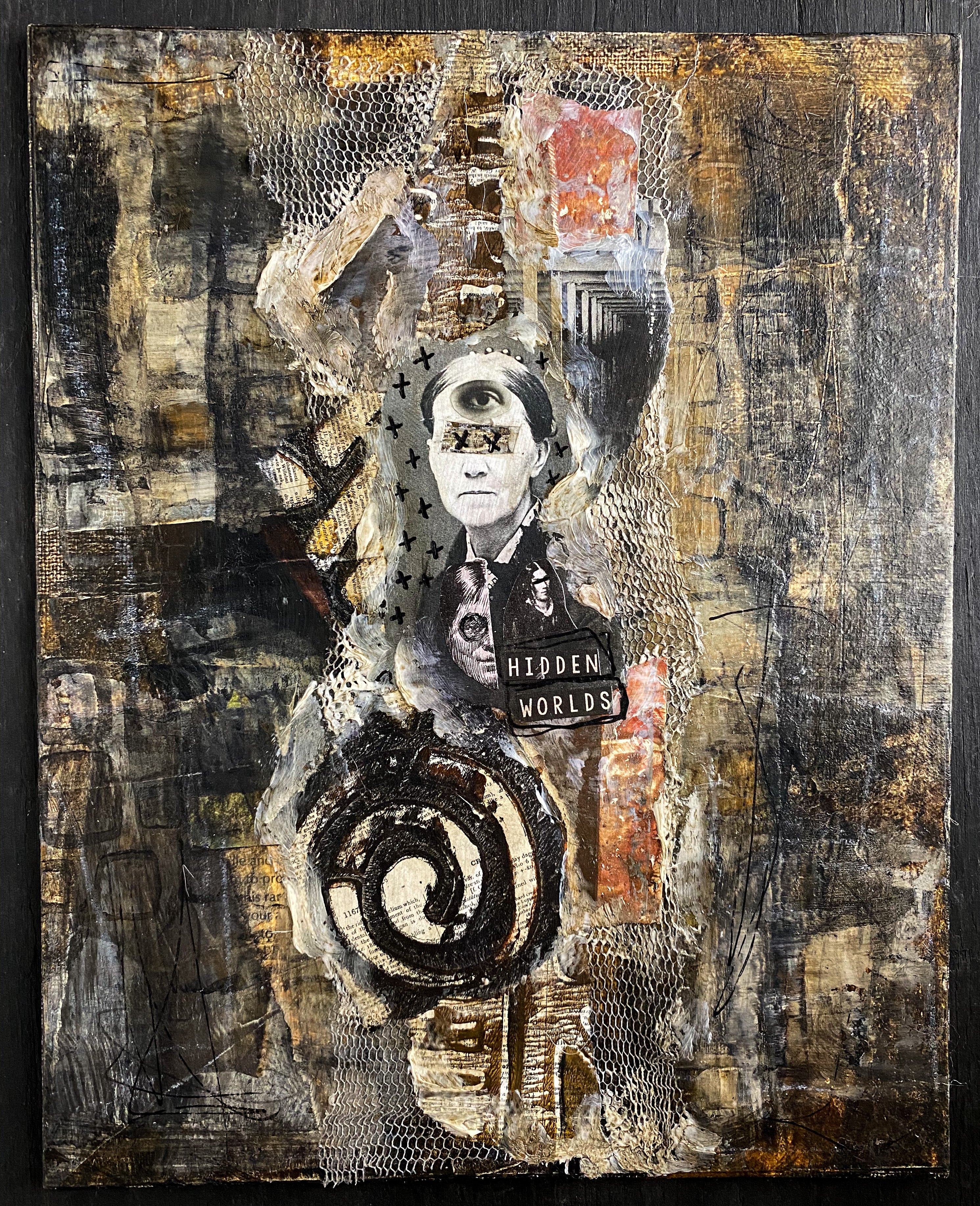 Hidden Worlds - Original Mixed Media Collage