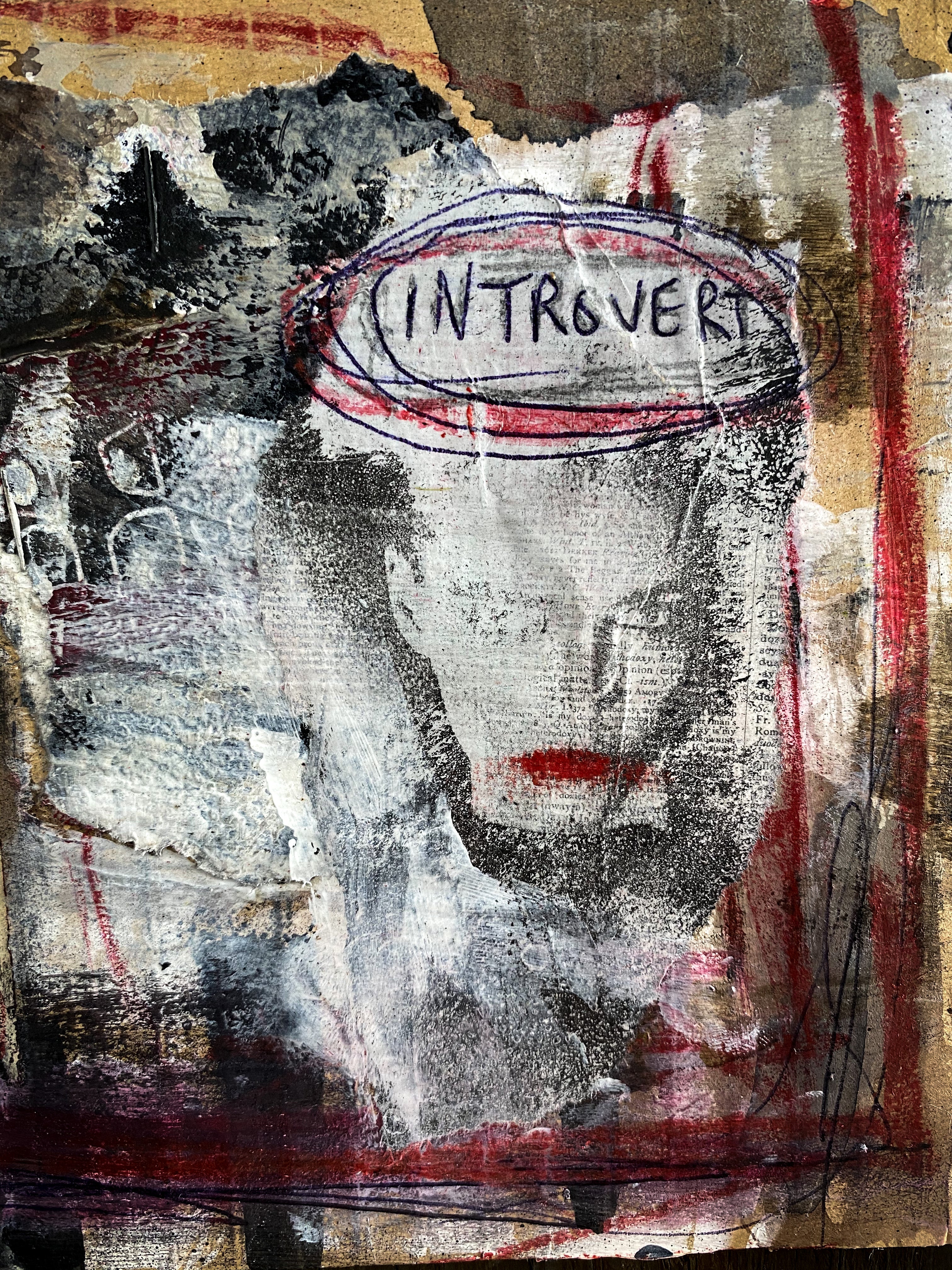 Introvert - Original Mixed Media Collage