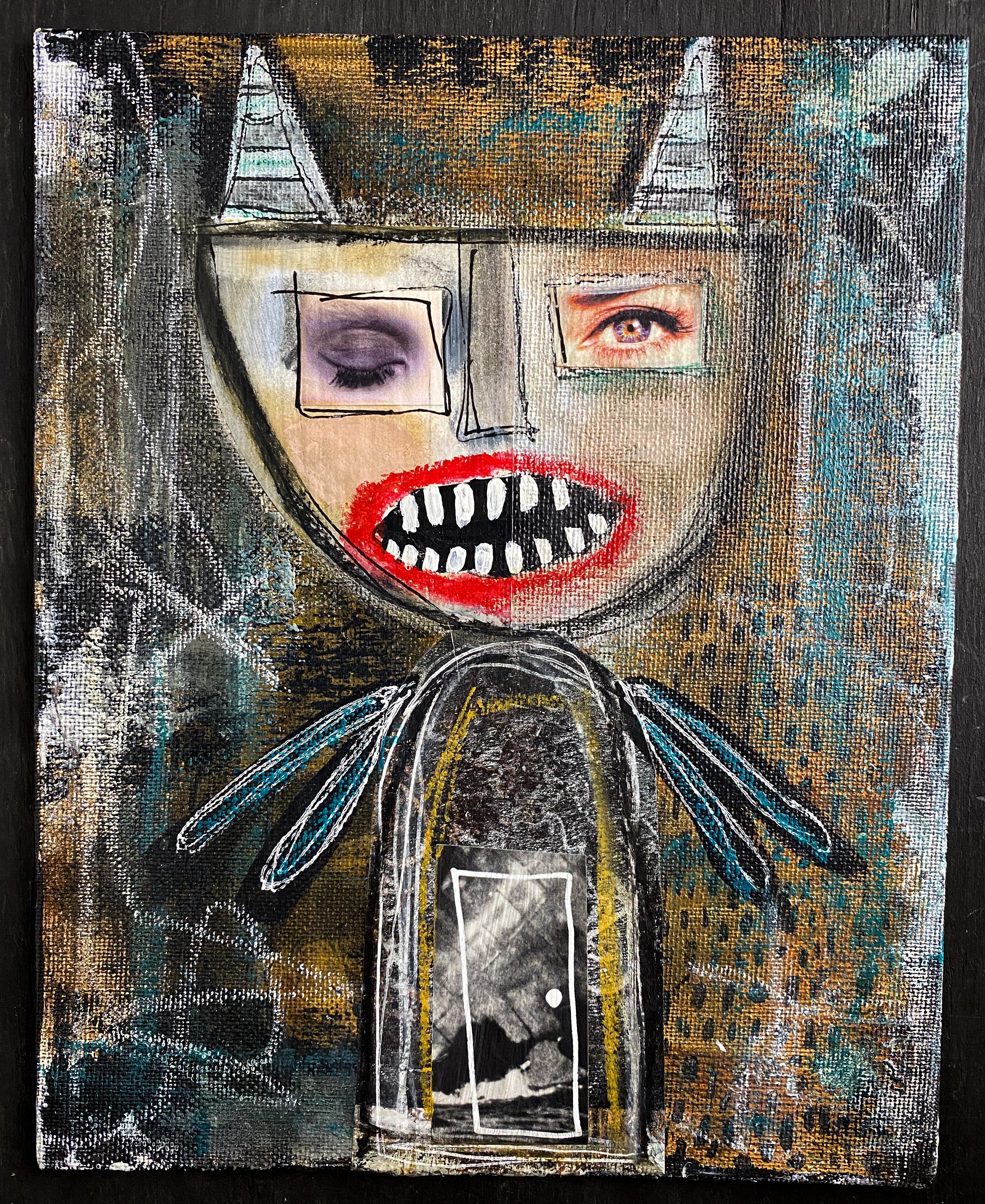 The Door to Chaos - Original Mixed Media Collage