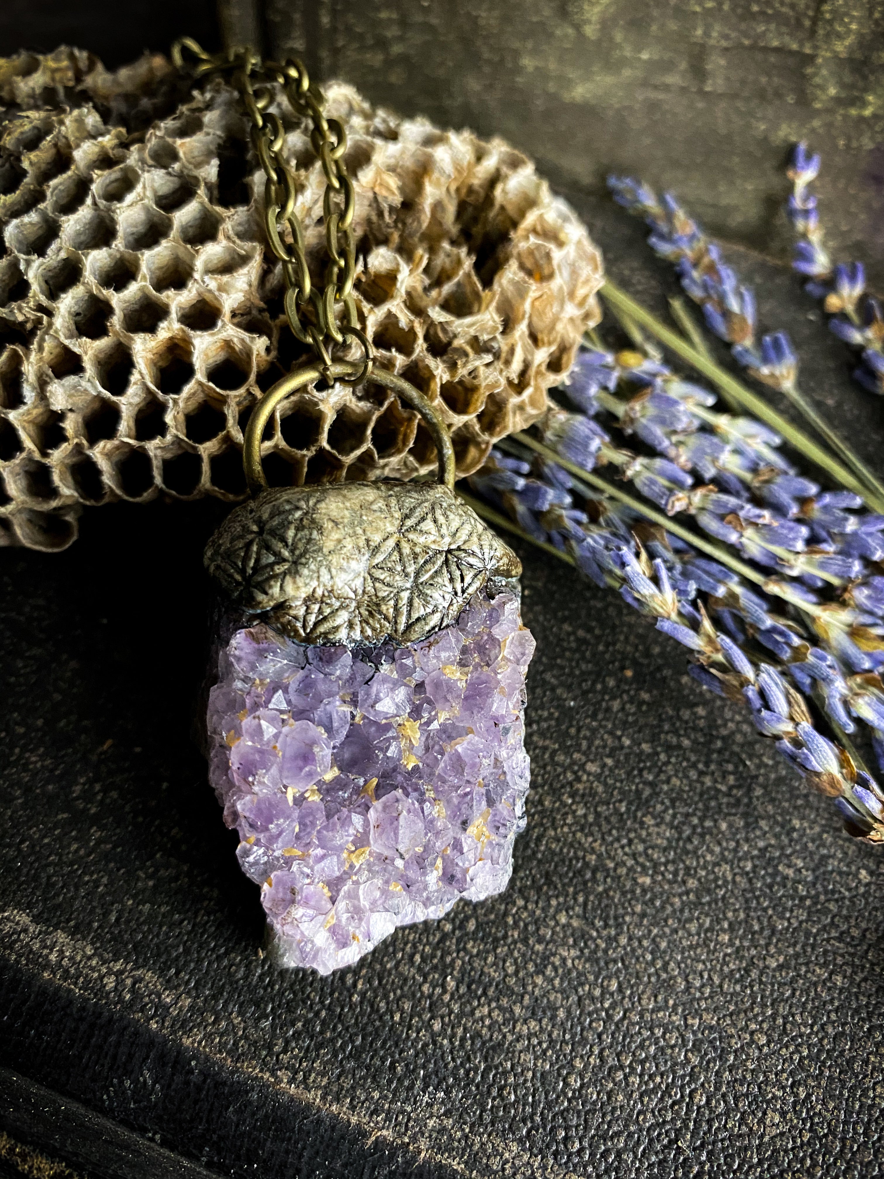 Flower of Life Necklace with Amethyst
