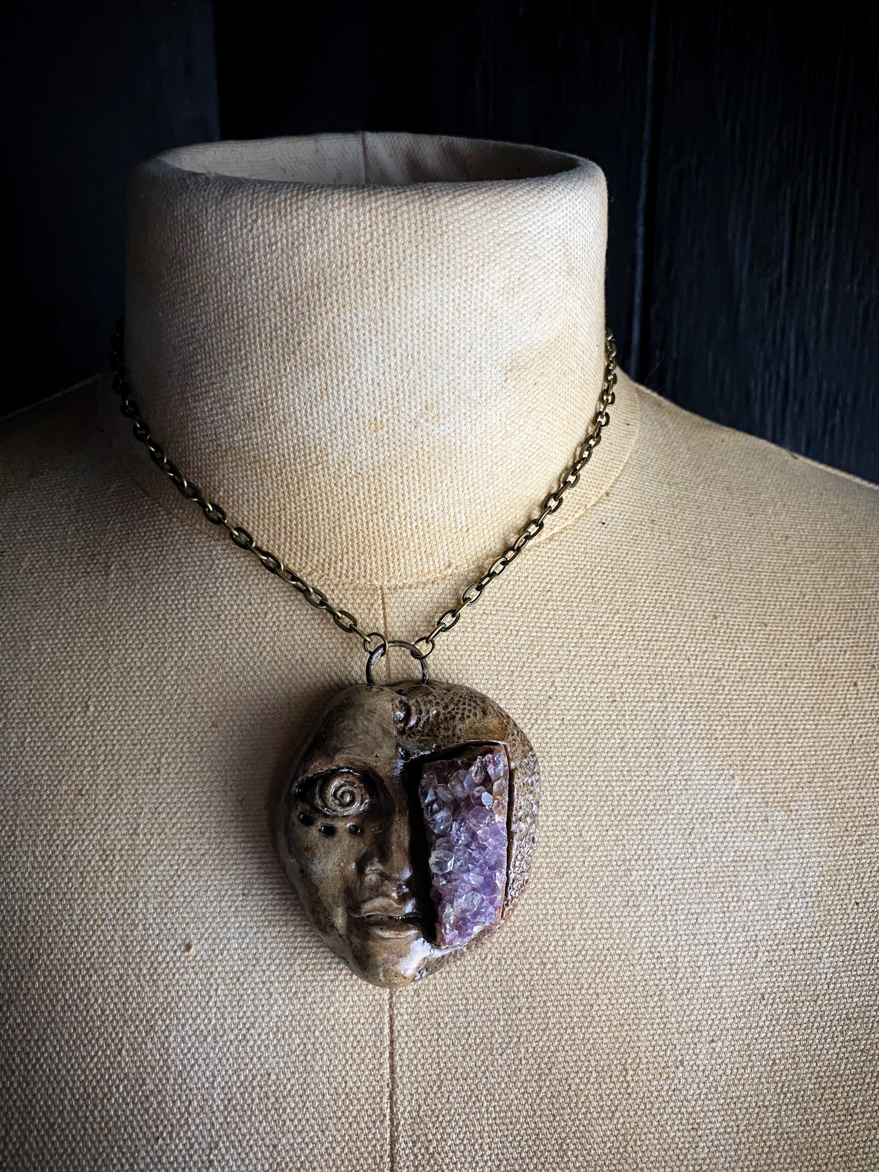 COSMIC CREATOR - Clay and Amethyst Necklace