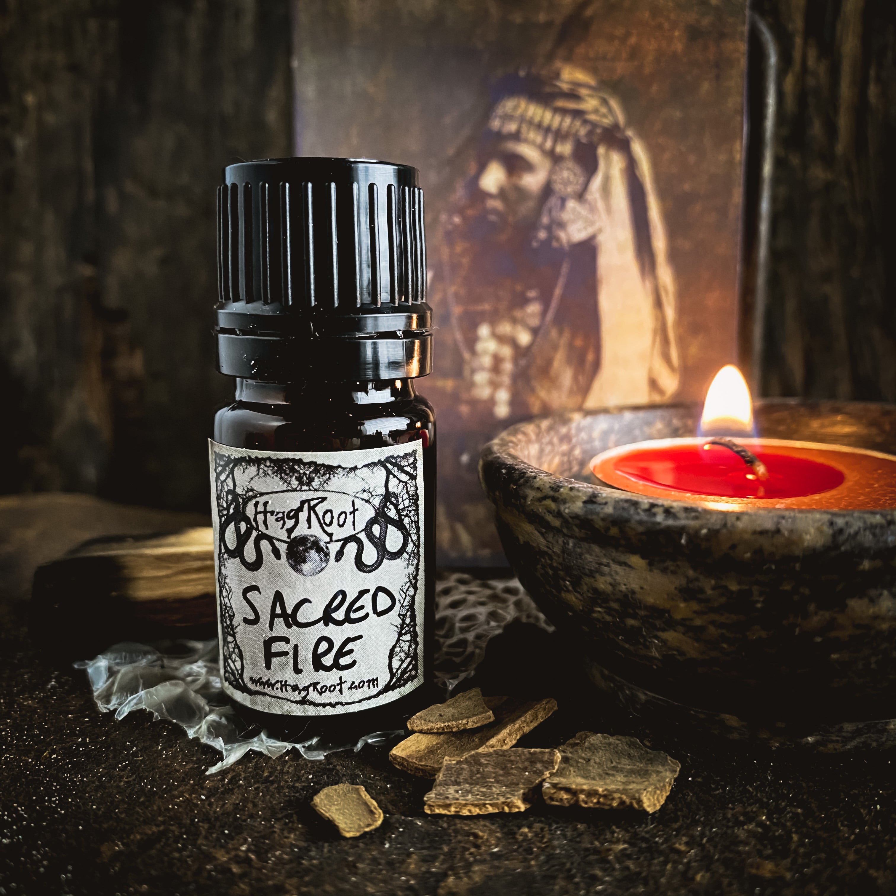 SACRED FIRE-(Smoked Wood, Rich Spices, Dark Florals)-Perfume, Cologne, Anointing, Ritual Oil