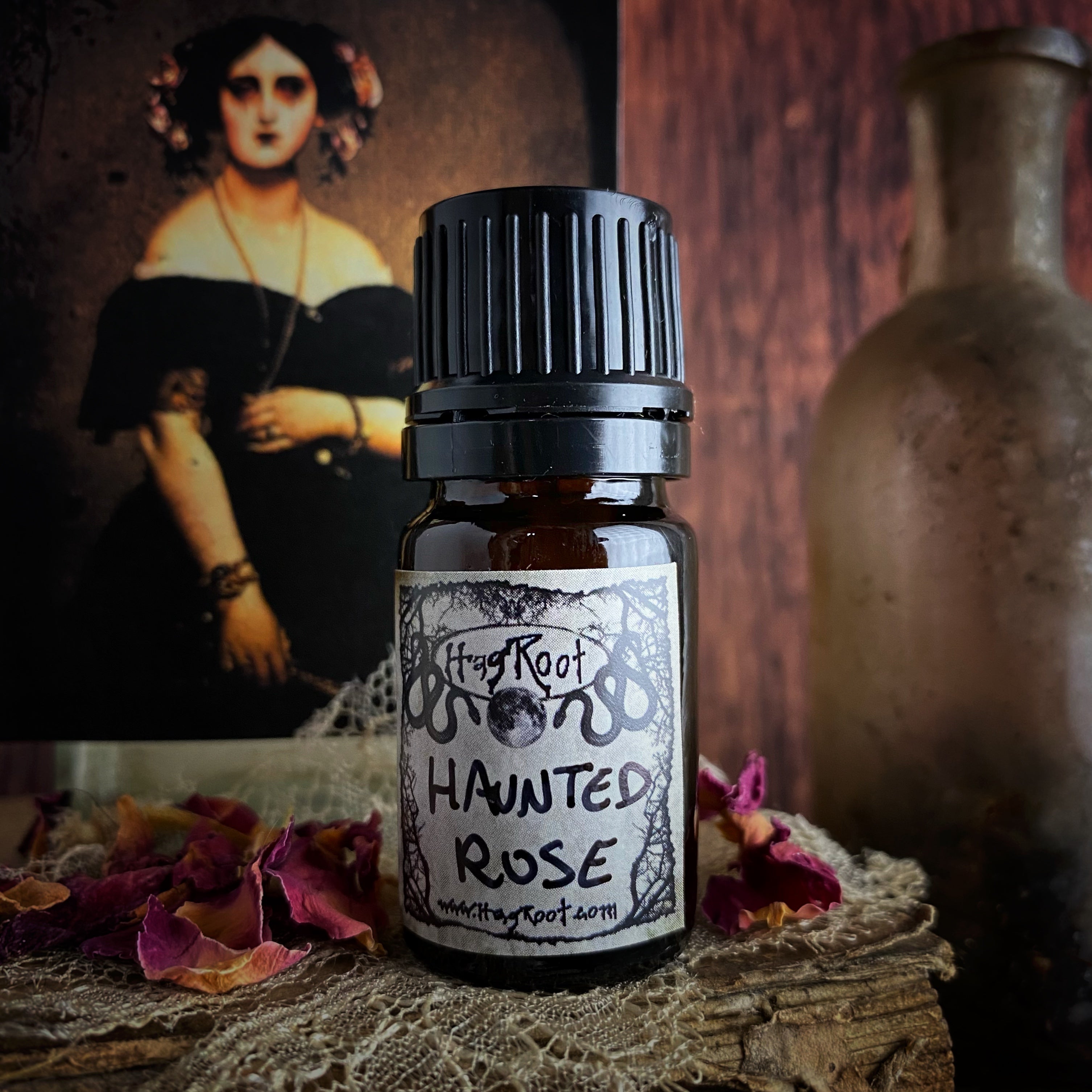 HAUNTED ROSE-(Rose, Leather, Cinnamon, Patchouli, Champaca Flowers)-Perfume, Cologne, Anointing, Ritual Oil