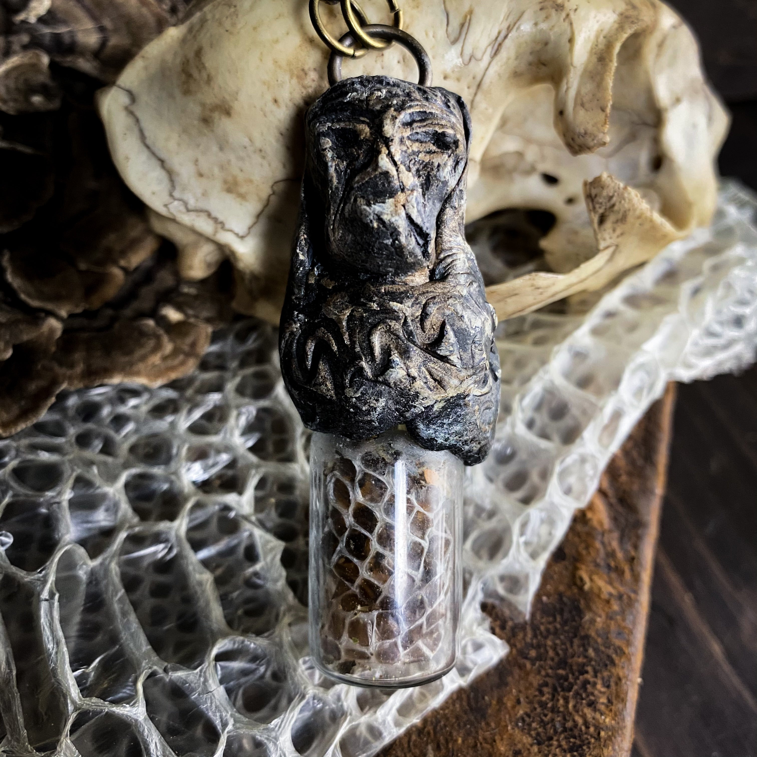 Gatekeeper Necklace with Snake Skin and Mandrake Root