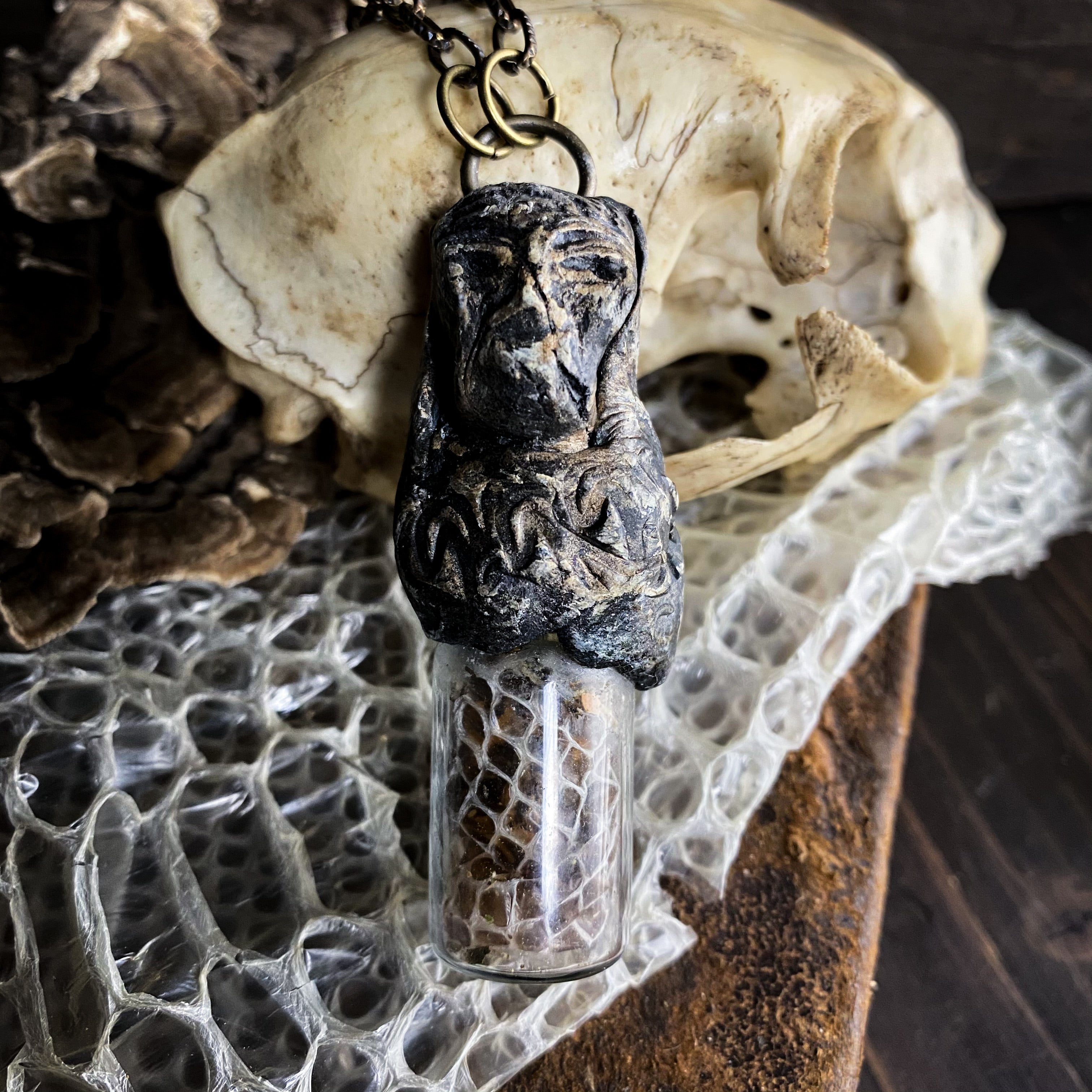 Gatekeeper Necklace with Snake Skin and Mandrake Root
