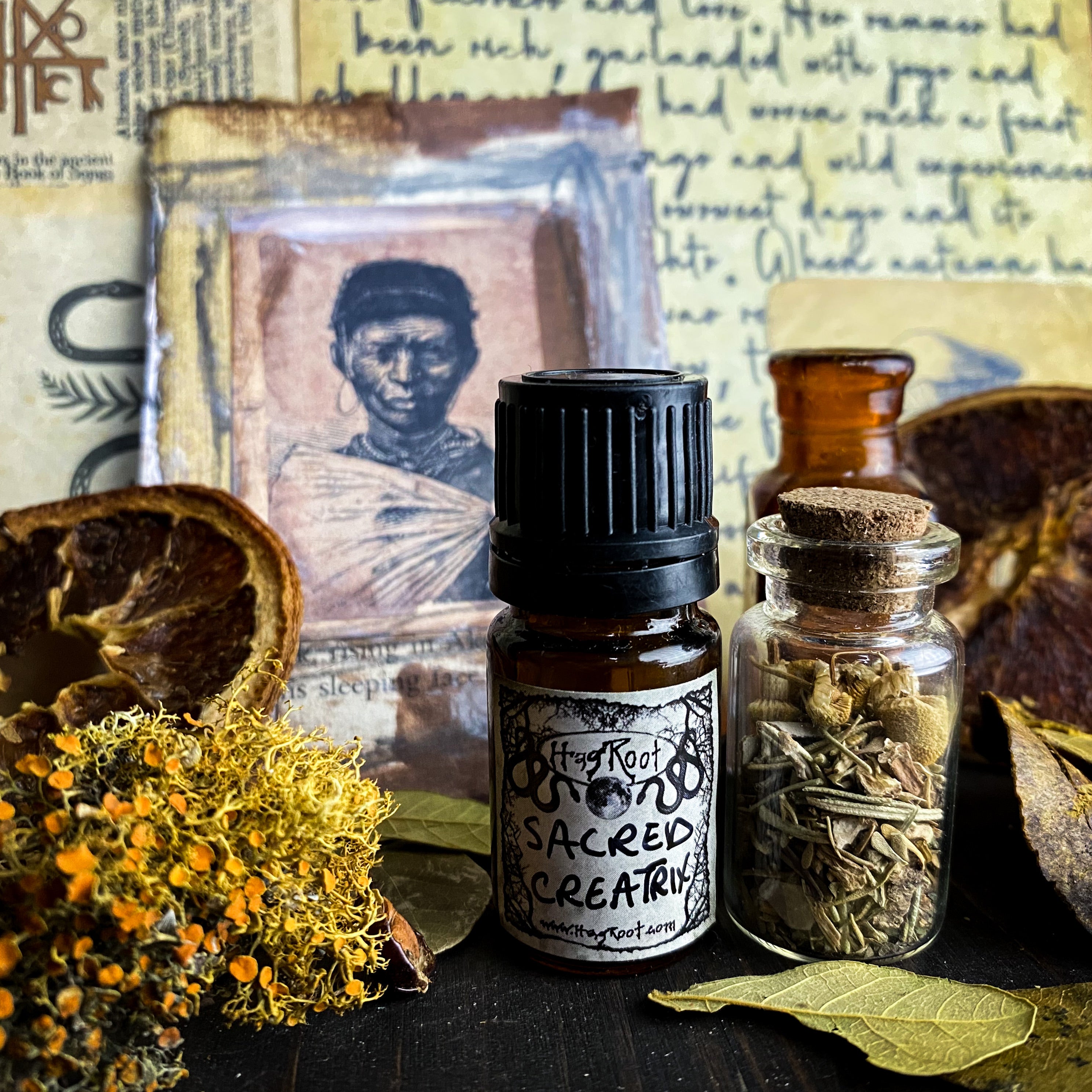 SACRED CREATRIX -(Pomegranate, Blood Orange, Rose Petals, Oakmoss, Patchouli, Amber, Sandalwood, Smoked Woods, Spice)-Perfume, Cologne, Anointing, Ritual Oil