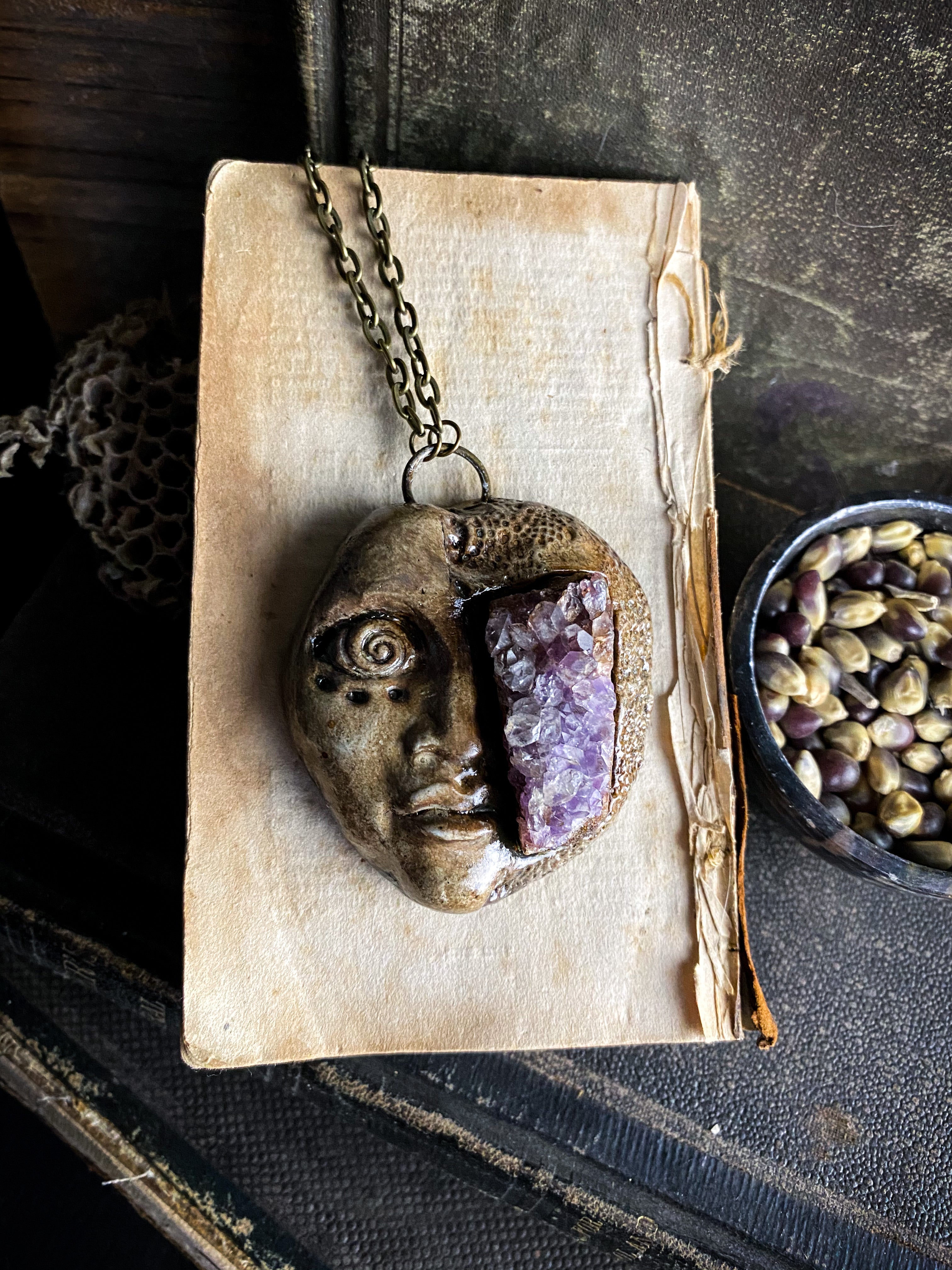 COSMIC CREATOR - Clay and Amethyst Necklace