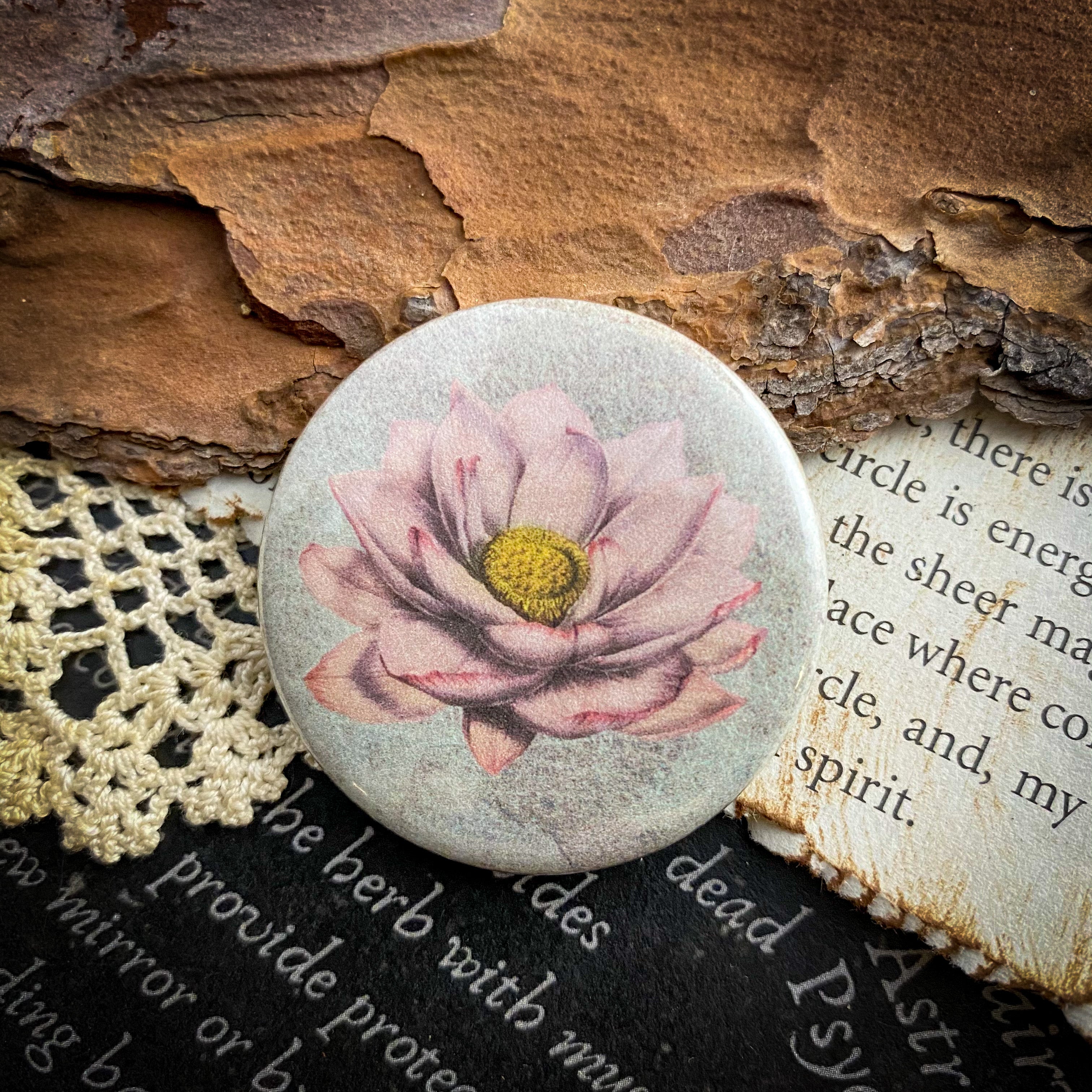 Lotus Flower - 1.5" Pin Back Button