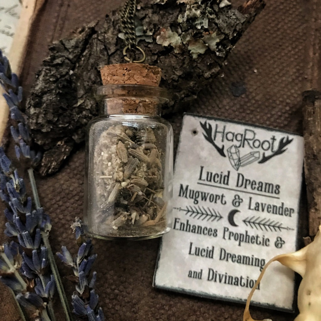 Necklace for Lucid Dreaming, Divination and Prophetic Visions with Mugwort + Lavender