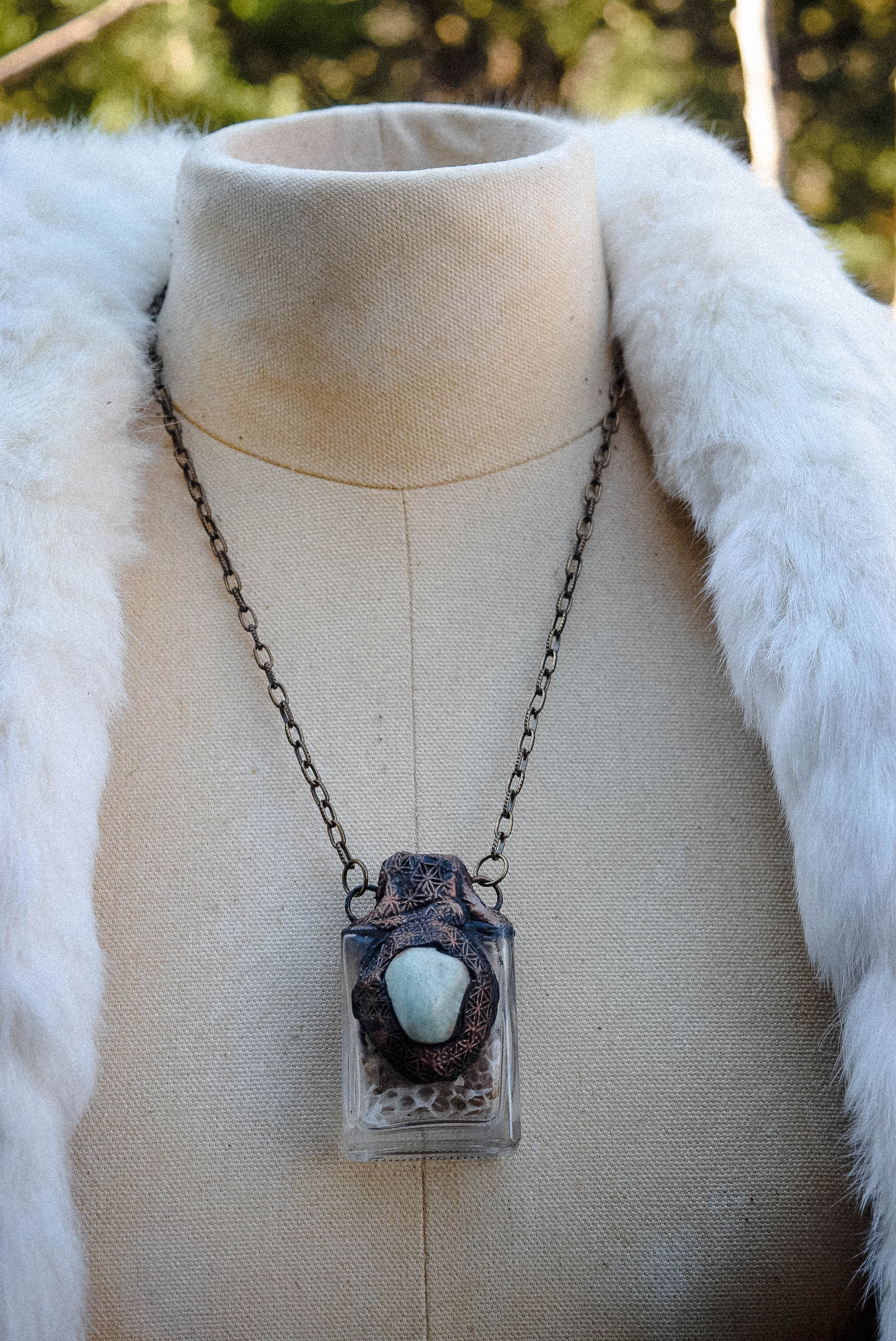 Gatekeeper Necklace with Snake Skin, Chrysoprase + Mugwort- A Necklace for Self Discovery and Transformation