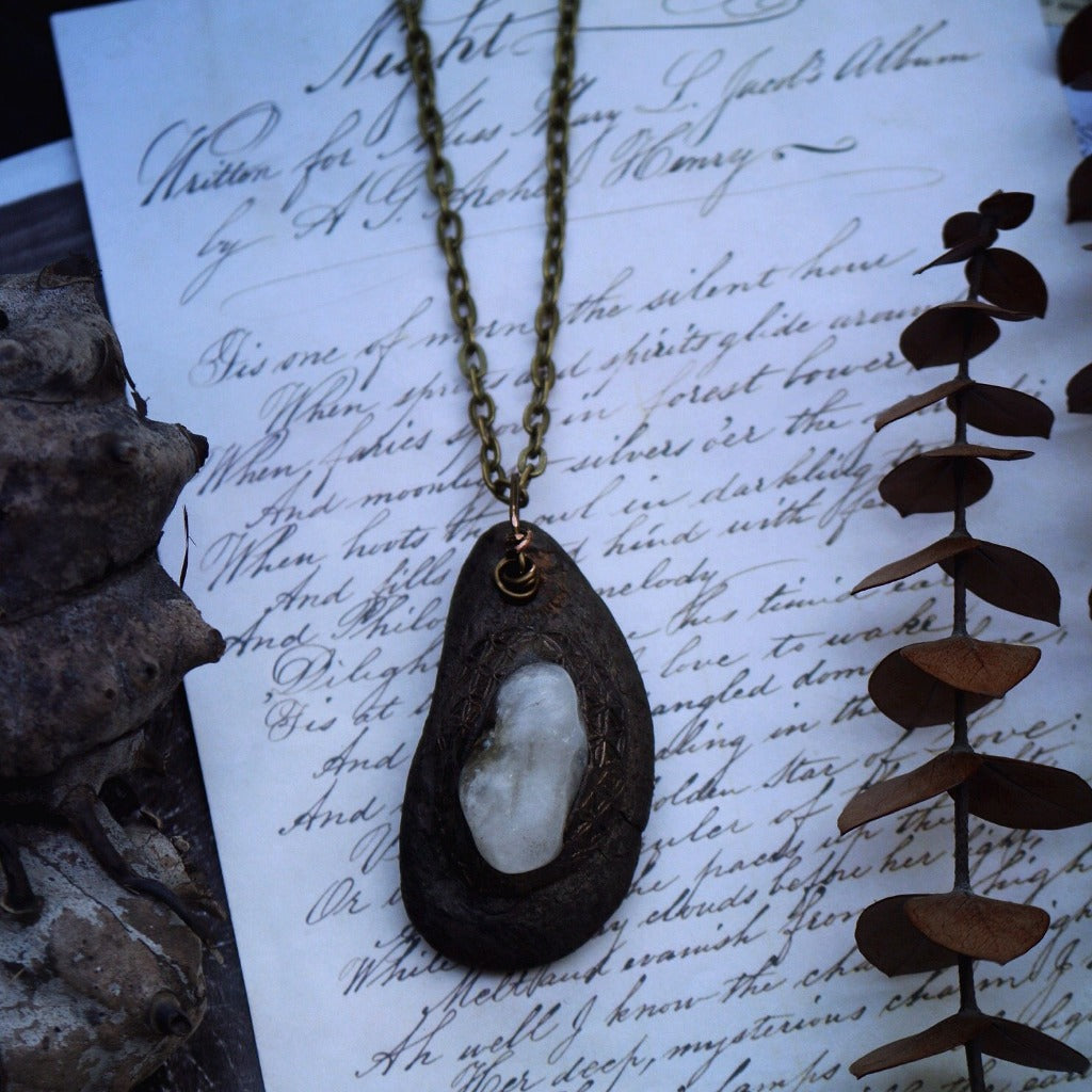 Driftwood Necklace with Citrine + the Flower of Life